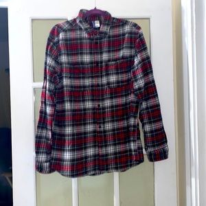 Divided H&M Grey, Red, Black, White, Yellow Plaid Cotton Button Down Shirt